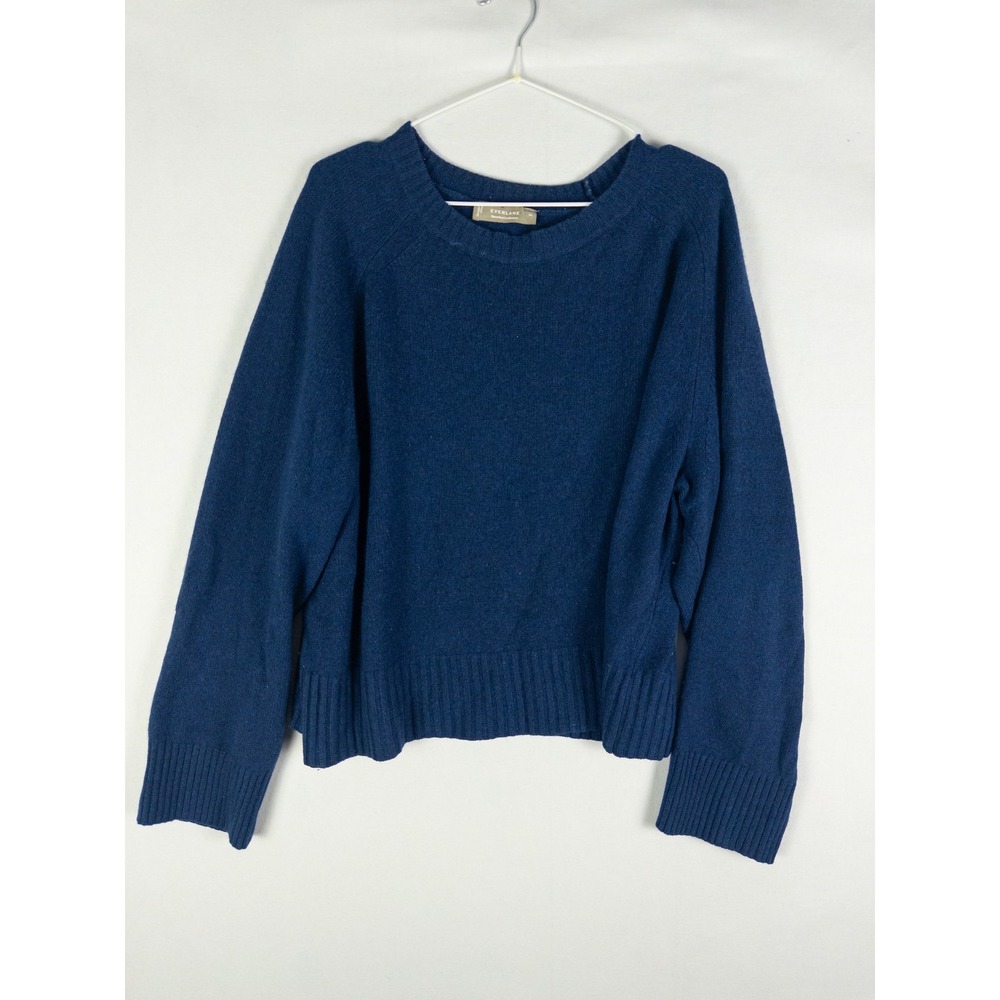 Everlane Recycled Cashmere Crewneck Sweater Womens XL Navy Blue Minimalist Quiet